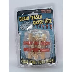 Brain Teaser Tete Wooden 3D Puzzle Interlocking Blocks Challenge Toy NWT